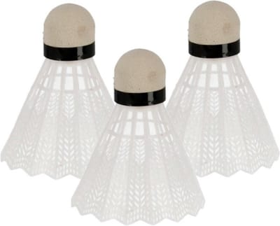 Badminton shuttles setje - 3x shuttles - kunststof - wit - badmintonnen