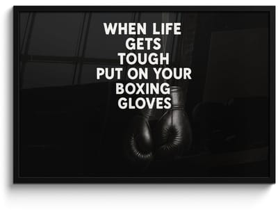 Poster in lijst - Fotolijst 90x60 cm - Posters - Tekst - Bokshandschoenen - Wit - Posterlijst zwart - Decoratie - Wanddecoratie woonkamer - Muurdecoratie slaapkamer