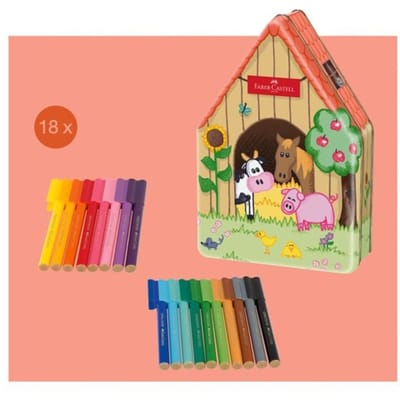 Faber-Castell viltstift - Connector - boerderij - 18 stuks in blik - FC-155539
