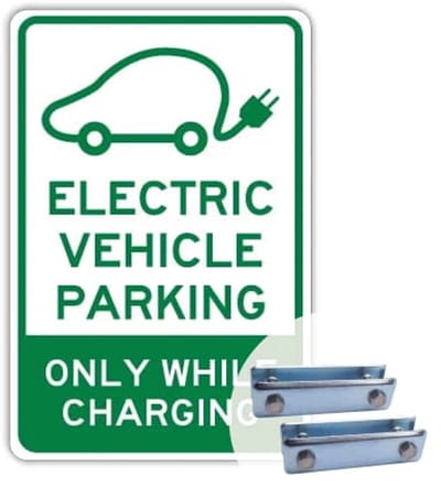 Bord Electric vehicle parking - Weerbestendig Aluminium - 40x60 cm - Bevestiging: Met hekbeugels (voor spijlen- of gaashek)