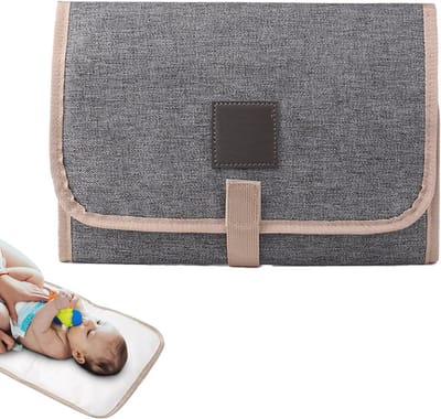 Opvouwbaar aankleedkussen - Reismat baby - Baby verschonen - Waterdicht en zacht - Compact opvouwbaar - Grijs