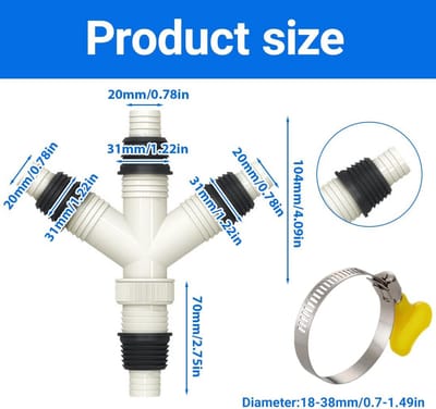 Dubbele Afvoeradapter voor Wasmachine en Vaatwasser - Universele Aansluiting