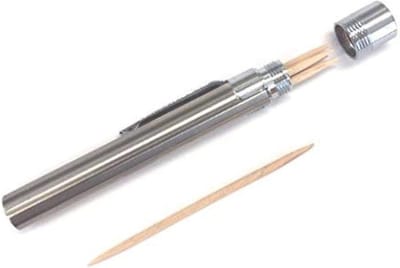 Tandenstoker Houder - Pocket Houder - Hygiënisch Opbergen - Roestvrij Staal - Compact Formaat - Zilver
