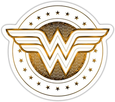 DC Comics Wonder Woman Classic Logo Gold Sticker maat S (10 x 10 cm)