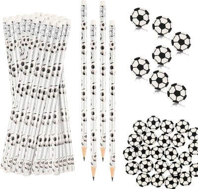 SnelShoppen - Basketball Party Geschenken, 48 Stuks Potloden en Gummetjes voor Kinderen, Basketball Verjaardagscadeaus voor Kinderen, Sport Set voor J