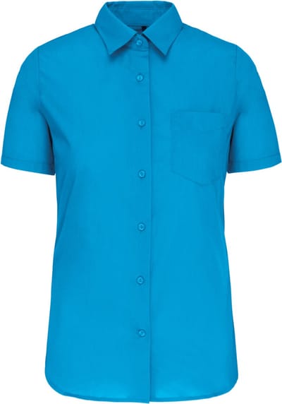 Kariban Overhemd in onderhoudsvriendelijk polykatoen-popeline korte mouwen dames K548 - Bright Turquoise - 3XL