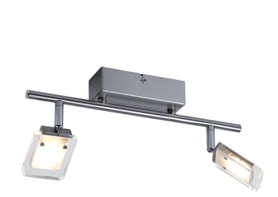 LED plafondlamp woonkamer spot zilver 2-lichts draaibaar IP20 WOFI 7614.02.01.0000