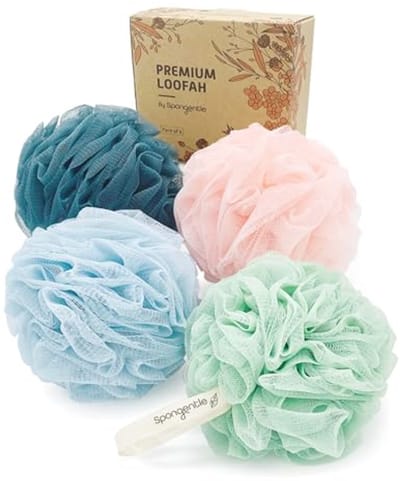 Diepe Reiniging Loofah Spons - Set van 4, Perfect voor Bad en Douche, Exfoliërende Scrubber in Prachtige Kleuren