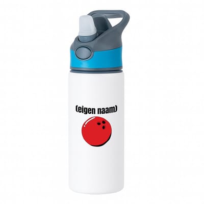 Hacebo® - bowlingbal met eigen naam waterfles met rietje blauw - Bowlen - ieman die graag bowlt - sport bal - wedstrijdsport - cadeau - verjaardag - kado - water fles - 650ML