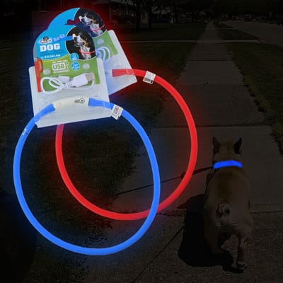 Lichtgevende halsband voor honden (led), in verschillende kleuren