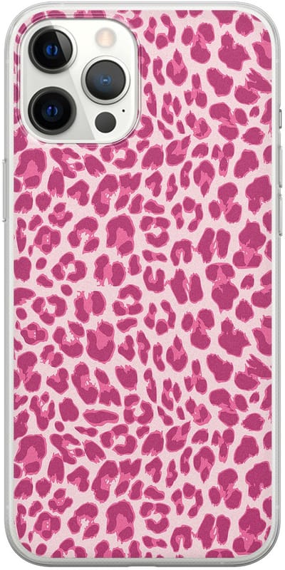 Leuke Telefoonhoesjes - Hoesje geschikt voor iPhone 12 Pro Max - Luipaard roze - Soft case - TPU - Luipaardprint - Roze