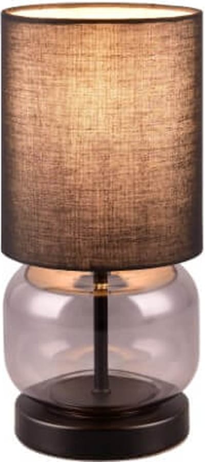 TRIO ELIO - Tafellamp - Zwart mat - excl. 1x E27 40W - Snoerschakelaar - Smoke glas