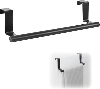 Deur Handdoekhouder - Keuken Handdoekrek - Ruimte Besparen - Zonder Boren - 24 cm Lang - Zwart