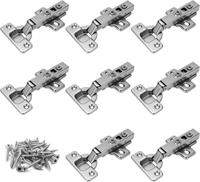 Set van 8 Soft Close Scharnieren voor Keuken- en Meubeldeuren, 105 Graden, 35 mm, Potdeksel Scharnieren met Roestbescherming en Duurzaam Staal