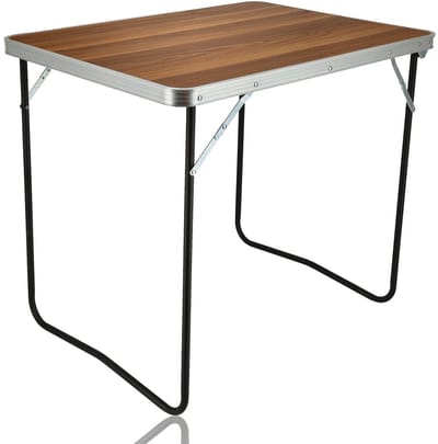 Dailygoods- Campingtafel Inklapbaar - Opvouwbare Tafel 80x60x70cm - Lichtgewicht - Houten Look - Weerbestendig - Draagbaar voor Buitenactiviteiten - Kampeertafel