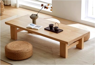 Massief Houten Salontafel - Japanse Tatami Tafel - Ontspannen Thee Moment - Waterdicht Tafelblad - 100x60x38cm - Bruin