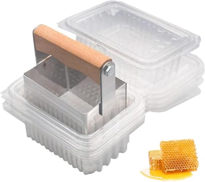 Honing Snijder - Nest Snijgereedschap - Honing Oogsten - Precisie Snijden - 10 Plastic Dozen - Zilverkleurig