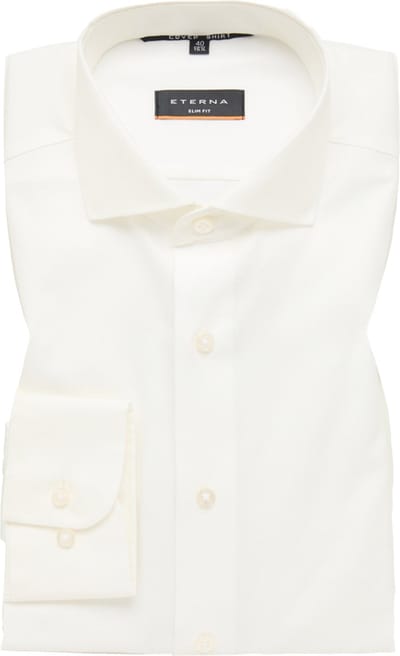 ETERNA slim fit overhemd - twill - ecru - Strijkvrij - Boordmaat: 38