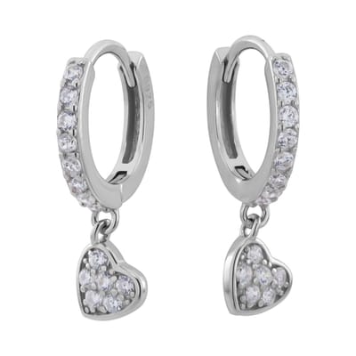 WeLoveSilver - Zilveren oorbellen - Oorringen met hartje - Zirkonia