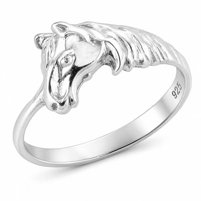 Meisjesring 925 Zilver – Zilveren Paardenring – Ring met Paardenhoofd – Sterling Zilver – Fijne Ring voor Meisjes