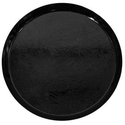 HomeBound by KY | Metalen dienblad rond leaves zwart | dienblad | decoratieve schaal