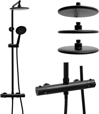 Viking Choice - Regendouche - met thermostaatkraan - 20 cm - zwart