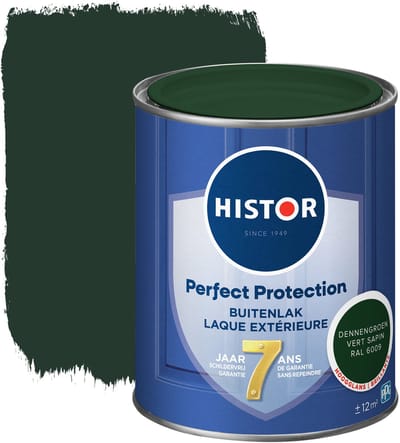 Histor Perfect Protection Buitenlak - Houtlak - Houtverf voor Buiten - Hoogglans Verf voor Hout - Buitenverf - Dennengroen RAL 6009- 0.75 L