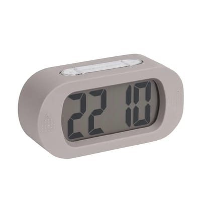 Karlsson Wekker Gummy - Rubberized Warm Grijs - 14x7x5cm - Scandinavisch - Wekker voor slaapkamer - Wekkers