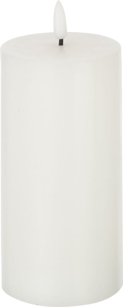J-Line cilinderkaars - wit - medium - LED lichtjes