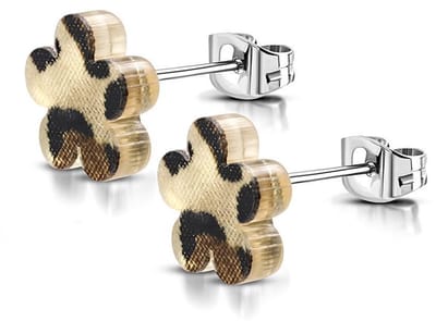 Amanto Oorbellen Damai - 316L Staal - Bloem - Print - ∅9mm