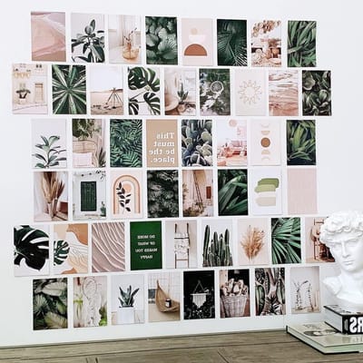 Esthetische wandcollage set met vintage fotocollages, ansichtkaarten en wandkunstprints voor unieke kamerdecoratie, 50 stuks