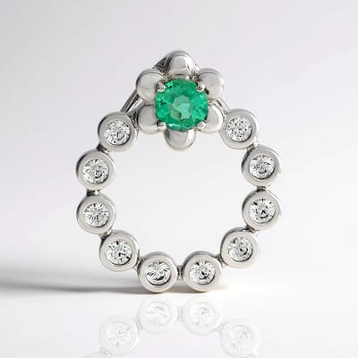 Cavill - Zilveren hanger platina-gecoat - Colombiaanse ronde smaragd 0,216 ct - Cambodjaanse zirkonia 0,428 ct - Elegante luxe sieraden groene ketting
