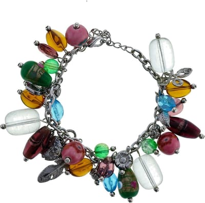 Behave - armband zilverkleur - kleurrijke kralen - bohemian stijl