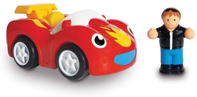 WOW Toys Fireball Frankie - Batterijloos Speelgoedvoertuig - Push & Go Racewagen met Coureur Toby - BPA-Vrij & Vaatwasserbestendig - Vanaf 1 tot 5 Jaar