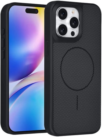 Carbon Fiber Backcover Geschikt voor: iPhone 15 Pro Max – AntiShock Schokbestendig – Krasbestendig – Slank & Stijlvol Ontwerp – Premium Bescherming - Zwart