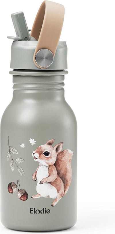 Elodie Water Bottle - Waterfles kinderen - Drinkfles met rietje - Drinkbeker - rvs drinkfles 350ml - Chipmunk Darling
