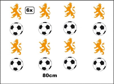 6x Hangdeco Oranje leeuwen 80cm - Oranje feest festival EK WK holland koningsdag thema feest voetbal hockey sport