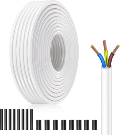 Flexibele PVC Installatiekabel H05VV-F 3x1.5mm² Wit – 20 Meter Koperdraad