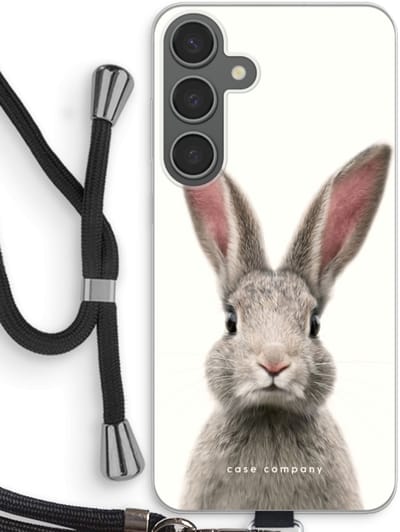 Case Company® - Hoesje met koord geschikt voor Samsung Galaxy S24 Plus hoesje met Koord - Daisy - Telefoonhoesje met Zwart Koord - Bescherming aan alle Kanten en Over de Schermrand