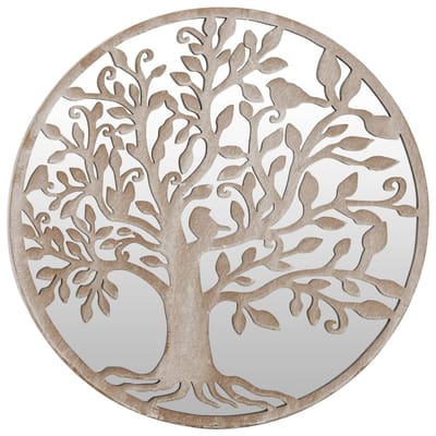 vidaXL - Spiegel - rond - 40x2,5 - cm - ijzer - zandkleurig