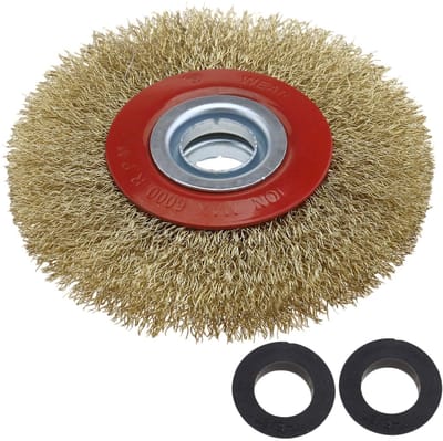 aladdien - Wheel Brush - Stalen Borstel - Voor het Reinigen van Metaal - Circulaire Borstel - Verwijder Roest en Verf - Geschikt voor Bench Grinder ...