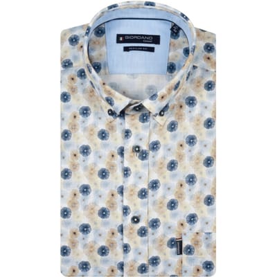 Giordano - Korte Mouw Overhemd - Heren - L - Geel - Katoen - 616018