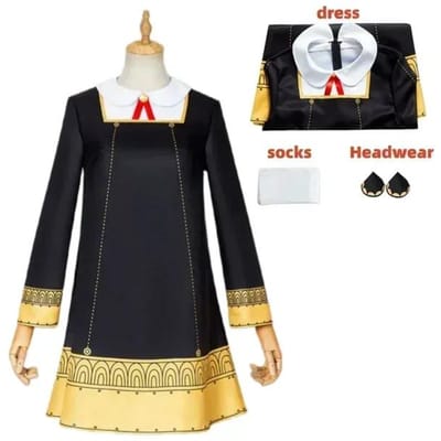 Halloween Anya Forger Cosplay Kostuum Anime Spy Family Peuter Kinderkleding Anya Cospla Kawaii Zwarte Jurk Feest Kids 120CM