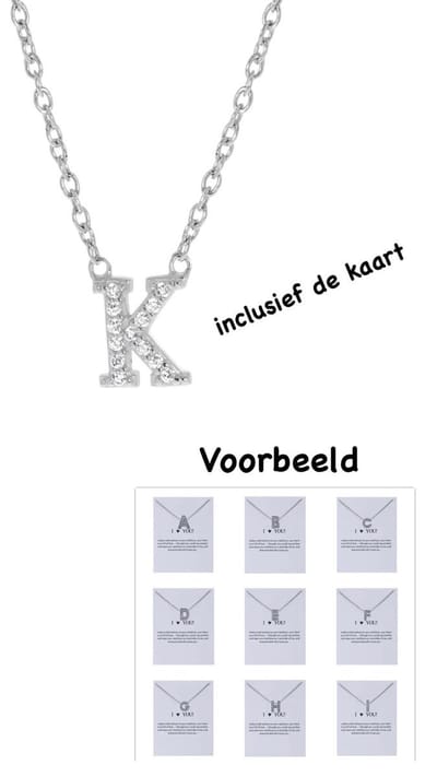 Akyol - Ketting met letter - letter K - Zilverkleurig ketting - letter K ketting - letter ketting - vrienden - ketting - Geschenk - Cadeau – verjaardag - Liefde – Vriendschap – 25 cm