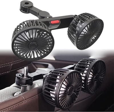 KZQ Auto Ventilator Met Dubbele Kop Verstelbaar 360 Graden Draaibare Luchtstroom Voor Achterpassagiers Draagbaar Hoofdsteun Universeel Voor Auto Camper En Boot