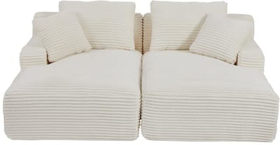 Vente-unique DONILIA 3-zitsbank met diepe zit en comfortabele zitting in beige corduroy met brede ribbels