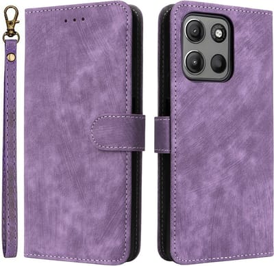 Coverup Hoesje - Geschikt voor Motorola Moto G15 / G17 (Power) Hoesje - Coverup Book Case met Koord - Paars