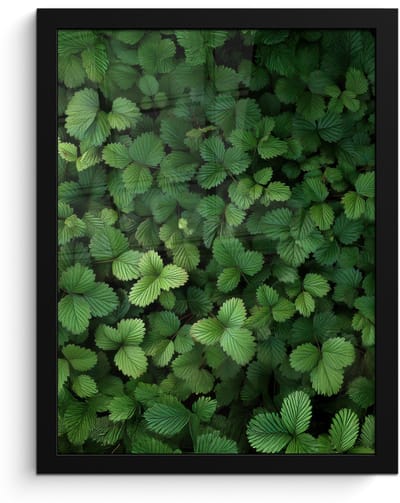 Poster in lijst - Fotolijst 30x40 cm - Posters - Groen - Bladeren - Kartel - Zonlicht - Posterlijst zwart - Decoratie - Wanddecoratie woonkamer - Muurdecoratie slaapkamer