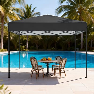 Pop-Up Paviljoen 3x3m - Waterdicht - Winterbestendig - Stabil - UV-Bescherming - Opvouwbaar Paviljoen - Stalen Frame - Partytent - Voor Tuin, Camping, Feest, Bruiloft En Binnenplaats - Hoogte Verstelbaar 240-260cm - Antraciet - NAIZY