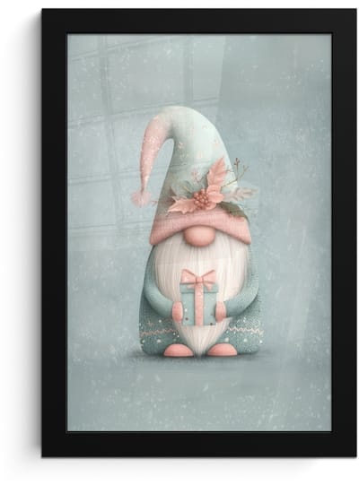 Poster in lijst - Fotolijst 20x30 cm - Posters - Kerstgnome - Cadeau - Groen - Posterlijst zwart - Decoratie - Wanddecoratie woonkamer - Muurdecoratie slaapkamer - Kerstversiering - Kerstdecoratie voor binnen - Kerstmis